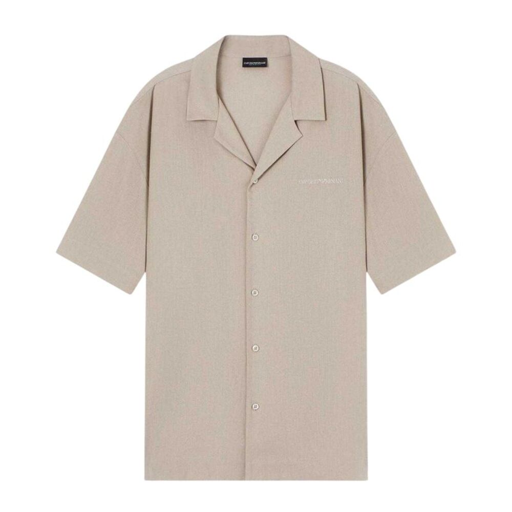 Emporio Armani EA7 Mens Linen Blend Relaxed Fit Beach Shirt / Taupe